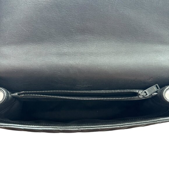 YSL SAINT LAURENT COLLEGE LARGE CHAIN QUILTED TEXTURED-LEATHER SHOULDER BAG - Picture 7 of 15